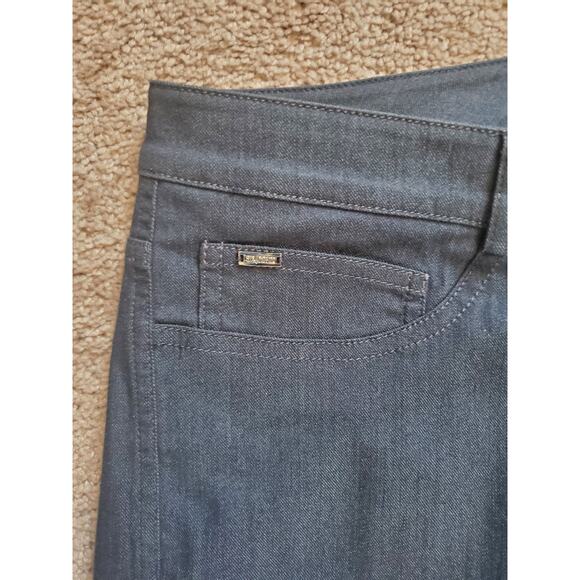 St John Dark Blue Denim Straight Leg High Rise Designer Jeans, Women's Size 14 - Picture 4 of 11